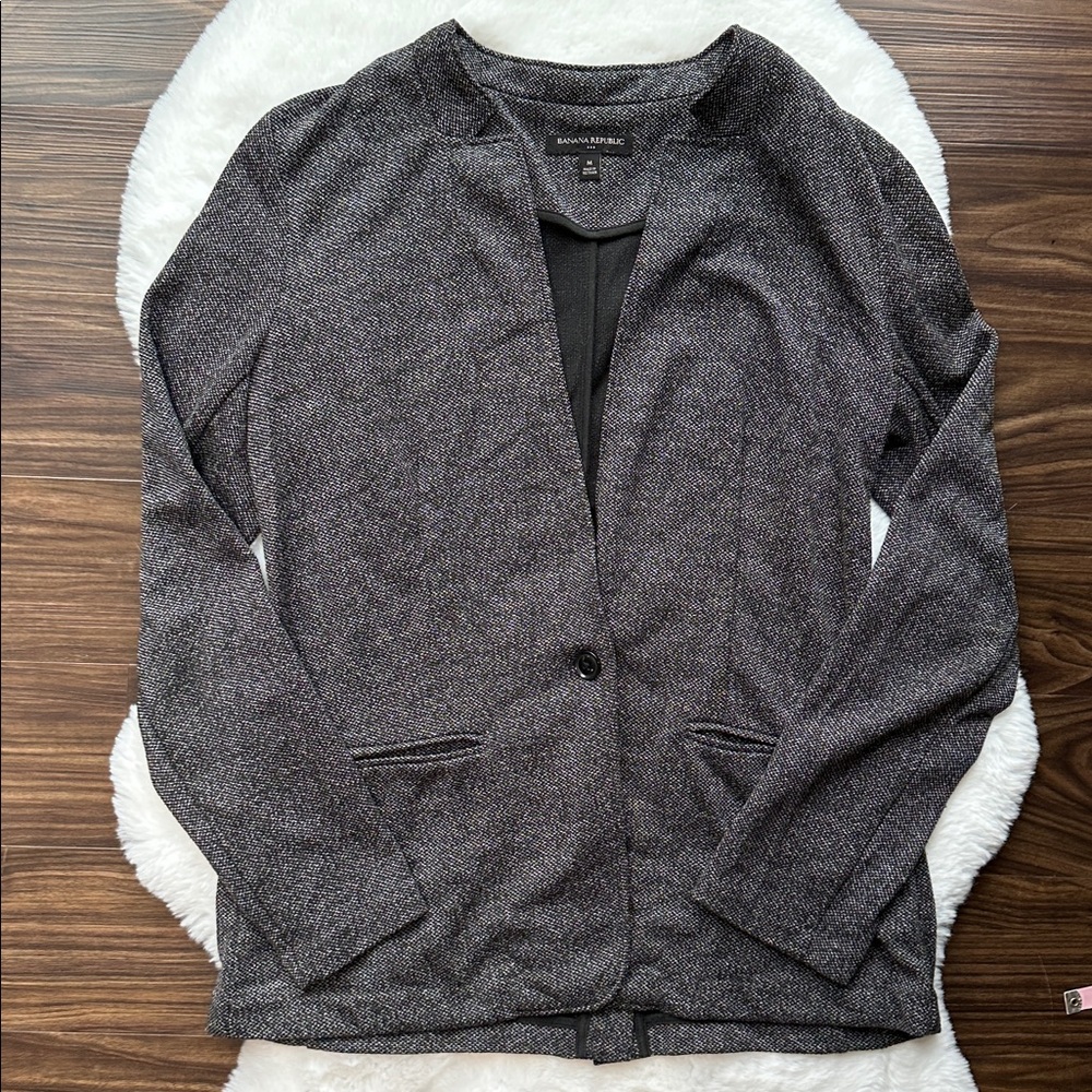 Banana Republic Sweater Blazer Marled Grey/Black size M